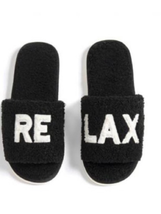 Shiraleah Shoes - Shiraleah Black and Cream Fuzzy Slide Slippers Size 9/10